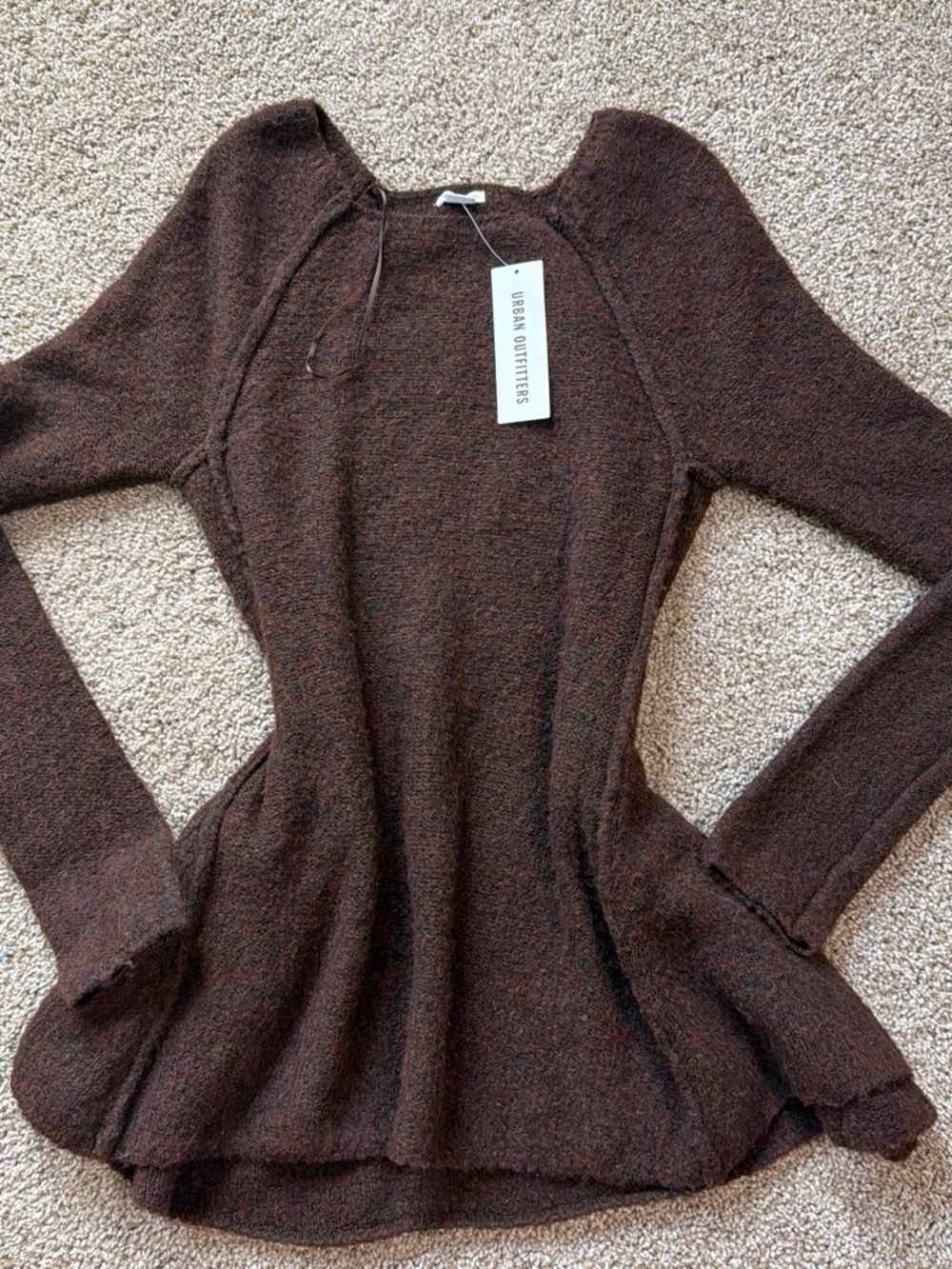 Brand New! Urban Outfitters Brown Knit Long-Sleeve Dress